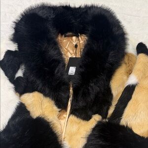 Fashion Nova Black and Tan Teddy Jacket